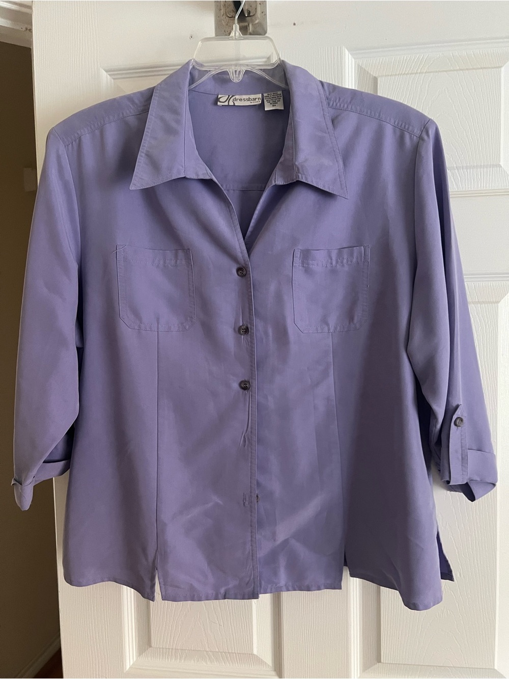 Dress Barn Lavender Button-Front Blouse with Chest Pockets